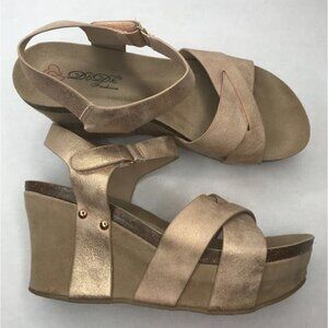 DbDk Platform Wedge Sandals Womens 8.5 Multicolor Ankle Strap Ultra High Heel